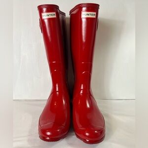 Hunter Women’s Tall Red Glossy Rain Boots Size 9
